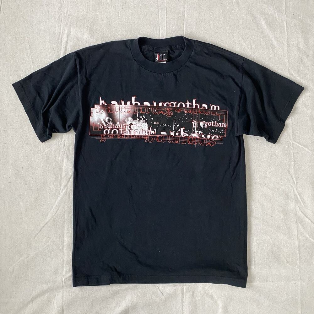 Vintage 90s Bauhaus Gotham L Black Peter Murphy Shirt Post Punk Goth Rock GIANT